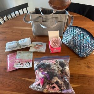 Gray Tote Bag with Accessories